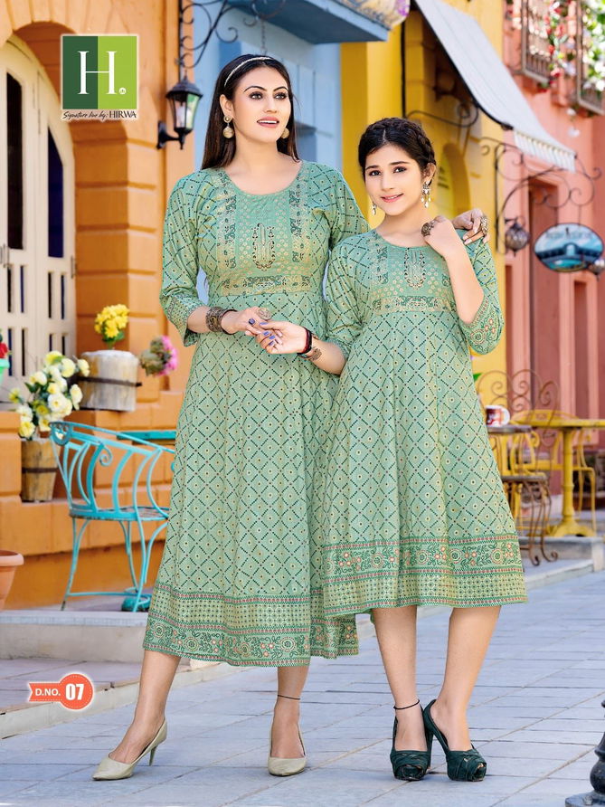 Ridhi Shidhi By Hirwa Daughter Printed Anarkali Kurti Collection
